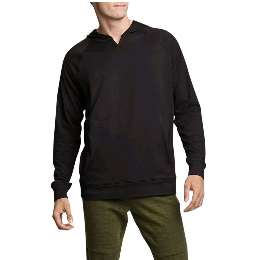 Russell Dri Power 360 Hoodie Henley Mens S (34-36) Pullover Black Pockets NWT